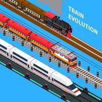 Zug Evolution isometrische Zusammensetzung Vektor-Illustration vektor