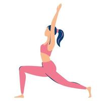 halvmåne utfall poserar flickan är engagerad i yoga platt moderna illustrationer för skönhet spa wellness naturprodukter kosmetika kroppsvård vektorillustration isolerad på vit bakgrund vektor