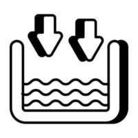 en unik design ikon av vatten nivå ner vektor