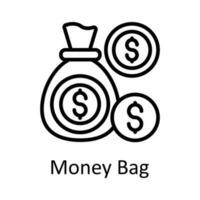 Geld Tasche Vektor Gliederung Symbol Design Illustration. Steuern Symbol auf Weiß Hintergrund eps 10 Datei