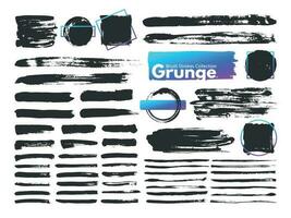 grunge borsta slag. vattenfärg paintbrush stroke linje. smutsig fyrkant ramar, rörig borstar och dekoration rektangulär ram vektor uppsättning