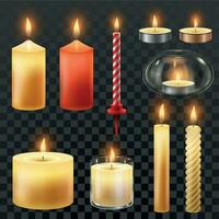 ljus brand. vax ljus för xmas fest, romantisk värme levande ljus och flammande nattlampa isolerat vektor symbol
