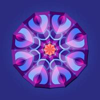 Dies ist ein violettes geometrisches polygonales Mandala mit einem Blumenmuster vektor