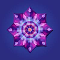 Dies ist ein violettes geometrisches polygonales Mandala mit einem Kristallmuster vektor