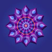 Dies ist ein violettes geometrisches polygonales Mandala mit einem Kristallmuster vektor