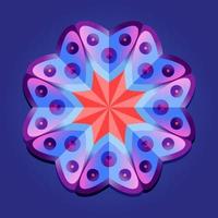 Dies ist ein violettes geometrisches polygonales Mandala mit einem hellen Zentrum vektor