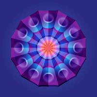 Dies ist ein violettes geometrisches polygonales Mandala mit einer Illusion eines Volumenmusters vektor