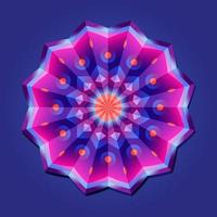 Dies ist ein violettes geometrisches polygonales Mandala mit einem orientalischen Fächermuster vektor