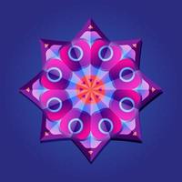 Dies ist violett ein geometrisches polygonales Mandala in Form eines Sterns mit einem Blumenmuster vektor