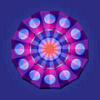 Dies ist ein violettes geometrisches polygonales Mandala mit einem orientalischen Fächermuster vektor