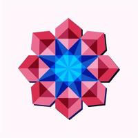 detta är en rosa geometrisk polygonal mandala i form av en kristall snöflinga vektor