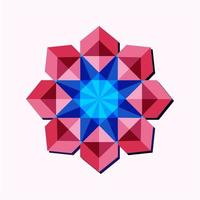 Dies ist ein rosa geometrisches polygonales Mandala in Form einer Kristallschneeflocke vektor