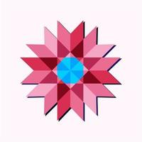detta är en rosa geometrisk polygonal mandala i form av en kristall snöflinga vektor