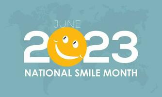 2023 Konzept National Lächeln Monat Freundschaft, Oral Gesundheit, Glück Vektor Illustration Vorlage
