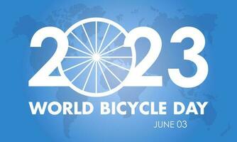 2023 Konzept Welt Fahrrad Tag Vektor Design Illustration. Radfahren Reise Konzept zum Sport, Gesundheit, Energie