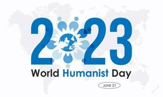 2023 Konzept Welt Humanist Tag Vektor Illustration Vorlage. Unterstützung, Hilfe, humanitär Thema Banner.