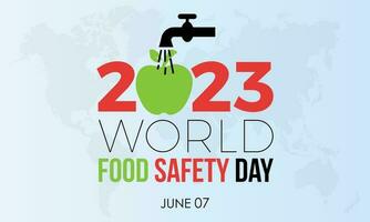2023 Konzept Welt Essen Sicherheit Tag Vektor Design Illustration. gesund Gewohnheit Bewusstsein Banner.