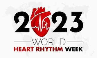 2023 begrepp värld hjärta rytm vecka vektor illustration mall. hjärt, puls vård, diagnos tema baner.