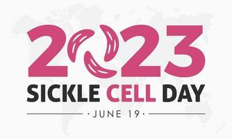 2023 Konzept Welt Sichel Zelle Tag Gesundheit Verhütung Konzept Vektor Banner Vorlage. Hämoglobin Pflege, Diagnose, Gesundheit Behandlung Thema.