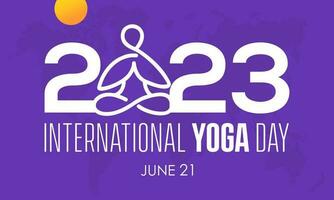 2023 begrepp internationell yoga dag friska kondition med övning medicin vektor baner mall