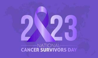 2023 begrepp nationell cancer överlevande dag medvetenhet vektor baner mall. cancer sjukdom bekämpa förebyggande illustration.