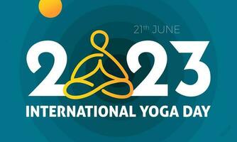 2023 begrepp internationell yoga dag friska kondition med övning medicin vektor baner mall