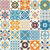 Portugal nahtlos Muster. Jahrgang Mittelmeer Keramik Fliese Textur. geometrisch Fliesen Muster und Mauer drucken Texturen Vektor einstellen