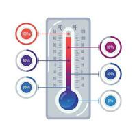 infographics termometer. varm och kall temperatur skalor med färgrik infographic vektor illustration