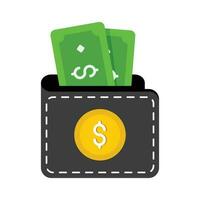 pengar plånbok vektor platt ikon design illustration. handla och e handel symbol på vit bakgrund eps 10 fil