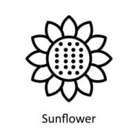 Sonnenblume Vektor Gliederung Symbol Design Illustration. Landwirtschaft Symbol auf Weiß Hintergrund eps 10 Datei
