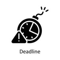 deadline vektor fast ikon design illustration. tid förvaltning symbol på vit bakgrund eps 10 fil