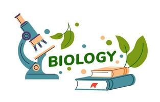 Biologie Unterricht, Mikroskope und Bücher Vektor