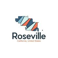Rosenville Kalifornien Stadt Karte modern kreativ Logo Design vektor