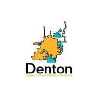 Karta av denton texas stad geometrisk illustration kreativ design vektor
