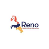 Reno Stadt Karte Illustration modern kreativ Logo Design vektor