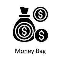 Geld Tasche Vektor solide Symbol Design Illustration. Steuern Symbol auf Weiß Hintergrund eps 10 Datei