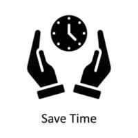 spara tid vektor fast ikon design illustration. tid förvaltning symbol på vit bakgrund eps 10 fil