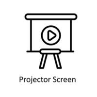 projektor skärm vektor översikt ikon design illustration. arbete i framsteg symbol på vit bakgrund eps 10 fil