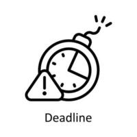 deadline vektor översikt ikon design illustration. tid förvaltning symbol på vit bakgrund eps 10 fil