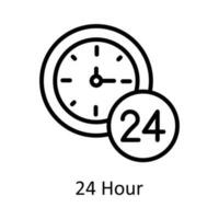 24 Stunde Vektor Gliederung Symbol Design Illustration. Zeit Verwaltung Symbol auf Weiß Hintergrund eps 10 Datei