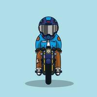 süß cool Fahrer mit Helm Reiten Motorrad Vektor Illustration