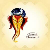 Lycklig ganesh chaturthi traditionell indisk festival hälsning kort vektor