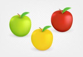 färg äpplen isolerad på transparent bakgrund vektor