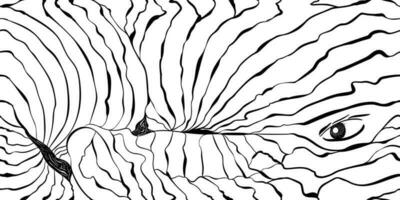 nahtlos Muster abstrakt Linie Zebra mit Mensch Augen Surrealismus vektor
