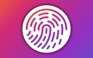 Fingerabdruck Symbol mit lila Gradient Farbe Symbol Design zum App und Finger drucken eben Scan. Vektor Illustration Vektor Design auf lila Hintergrund