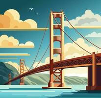 Brücke golden Tor über das Straße. san Francisco. Vektor eben Illustration