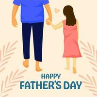 Lycklig fars dag illustration i platt design med de far håll hand de dotter vektor