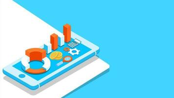 3d isometrisch Illustration von Geschäft Infografiken Element auf Smartphone Bildschirm zum Daten analytisch Konzept basierend Design. vektor