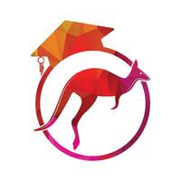 Känguru Springen Logo Vorlage Vektor Illustration Innerhalb ein gestalten von Bildung Ring mit Muster Farben.