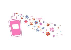 Flasche von Parfüm. Blumen- Duft, Damen Parfüm. Blumen. Vektor Illustration auf isoliert Hintergrund.